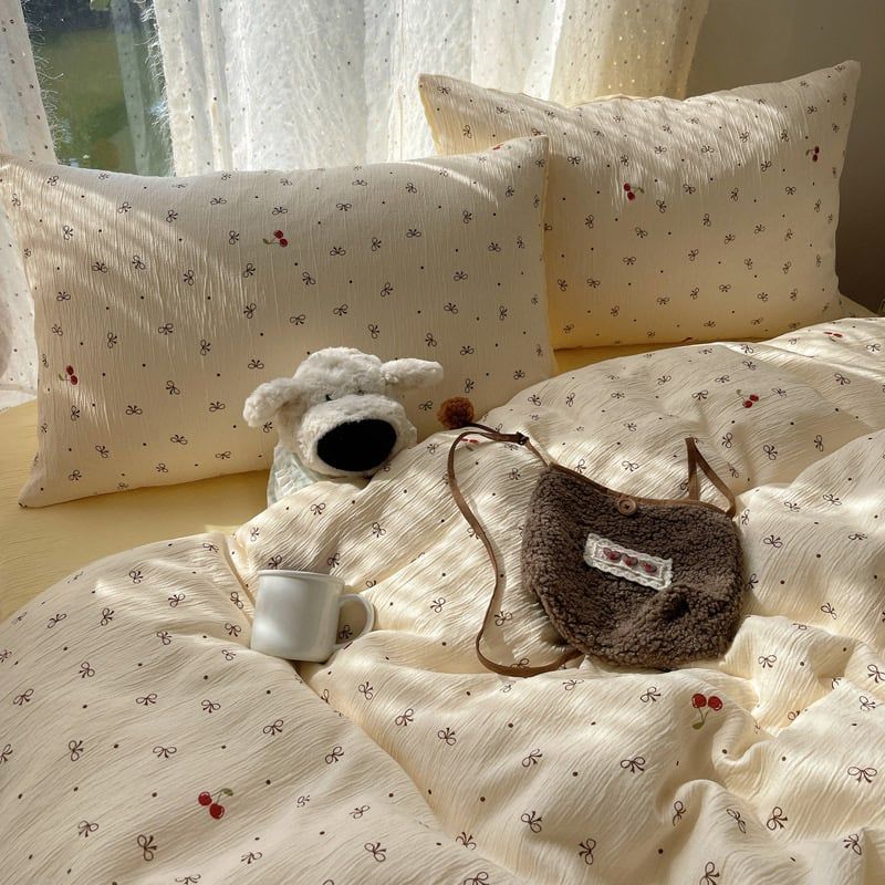 4Pcs Cotton Muslin Triple Layer | Set Cotton Linen 3 Lớp Bed Set | ID 4PCSGACCT06