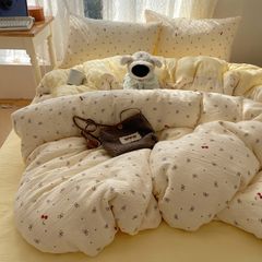 4Pcs Cotton Muslin Triple Layer | Set Cotton Linen 3 Lớp Bed Set | ID 4PCSGACCT06