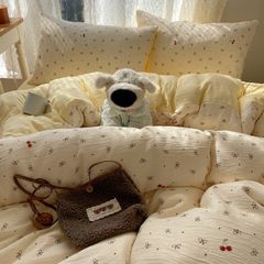 4Pcs Cotton Muslin Triple Layer | Set Cotton Linen 3 Lớp Bed Set | ID 4PCSGACCT06