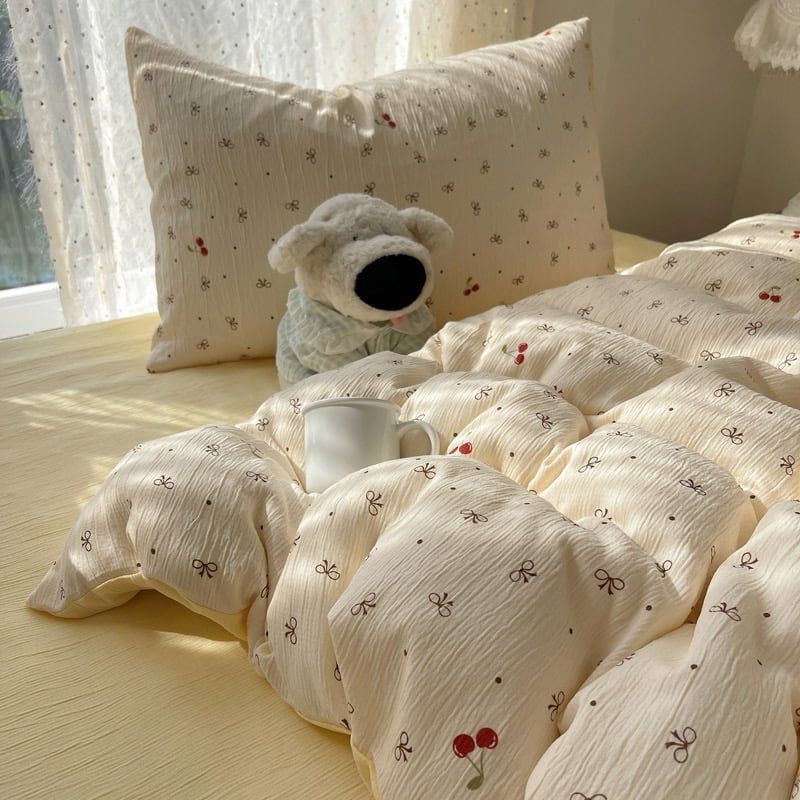 4Pcs Cotton Muslin Triple Layer | Set Cotton Linen 3 Lớp Bed Set | ID 4PCSGACCT06