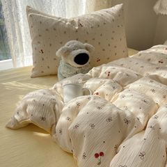 4Pcs Cotton Muslin Triple Layer | Set Cotton Linen 3 Lớp Bed Set | ID 4PCSGACCT06