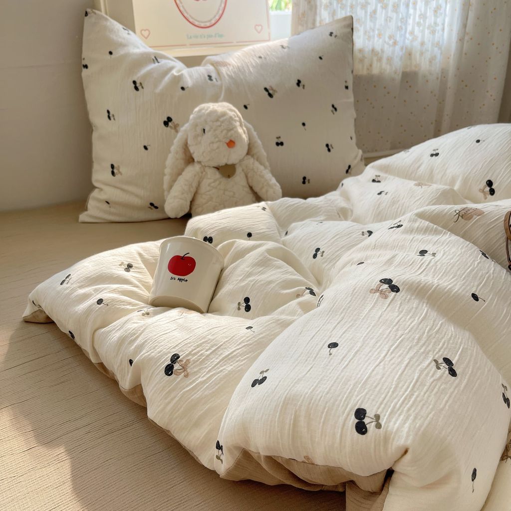 4Pcs Cotton Muslin Triple Layer | Set Cotton Linen 3 Lớp Bed Set | ID 4PCSGACCT05