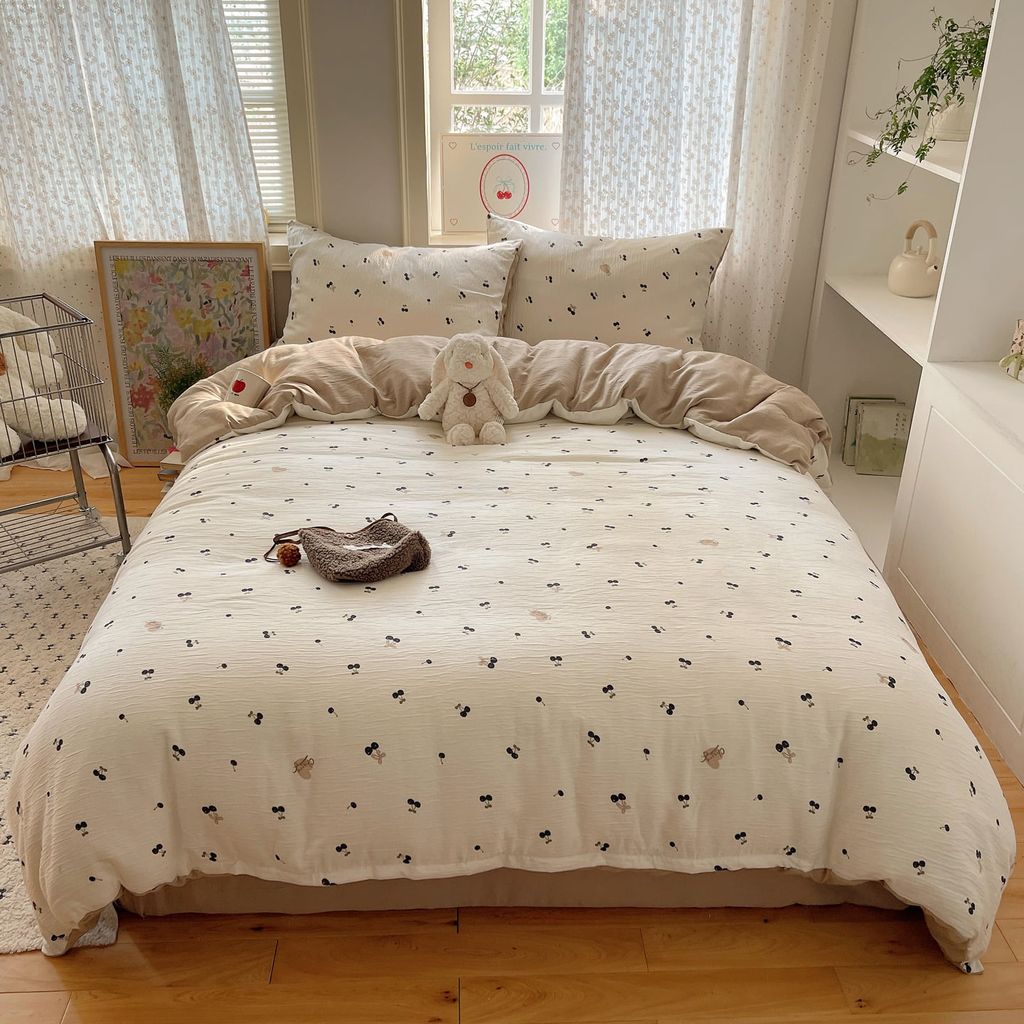 4Pcs Cotton Muslin Triple Layer | Set Cotton Linen 3 Lớp Bed Set | ID 4PCSGACCT05