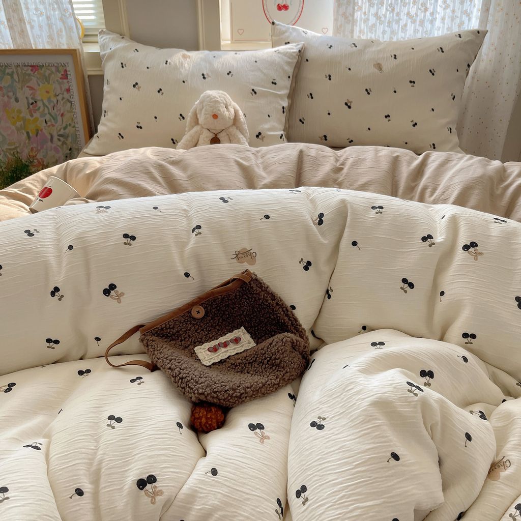 4Pcs Cotton Muslin Triple Layer | Set Cotton Linen 3 Lớp Bed Set | ID 4PCSGACCT05