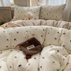 4Pcs Cotton Muslin Triple Layer | Set Cotton Linen 3 Lớp Bed Set | ID 4PCSGACCT05