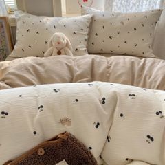 4Pcs Cotton Muslin Triple Layer | Set Cotton Linen 3 Lớp Bed Set | ID 4PCSGACCT05