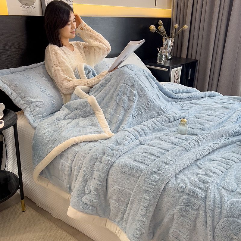 Home Text – Wool Blanket | Chăn Lông Cừu Minmin 230×200cm (1.6kg) | Baby Blue