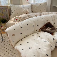 4Pcs Cotton Muslin Triple Layer | Set Cotton Linen 3 Lớp Bed Set | ID 4PCSGACCT05