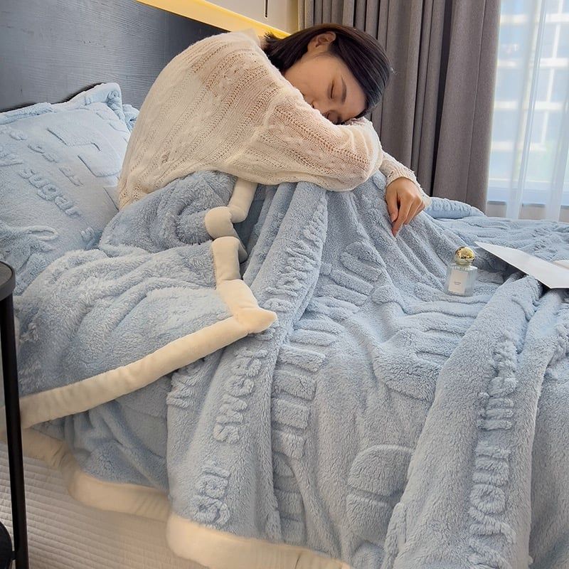 Home Text – Wool Blanket | Chăn Lông Cừu Minmin 230×200cm (1.6kg) | Baby Blue