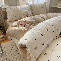 4Pcs Cotton Muslin Triple Layer | Set Cotton Linen 3 Lớp Bed Set | ID 4PCSGACCT05