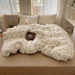 4Pcs Cotton Muslin Triple Layer | Set Cotton Linen 3 Lớp Bed Set | ID 4PCSGACCT05