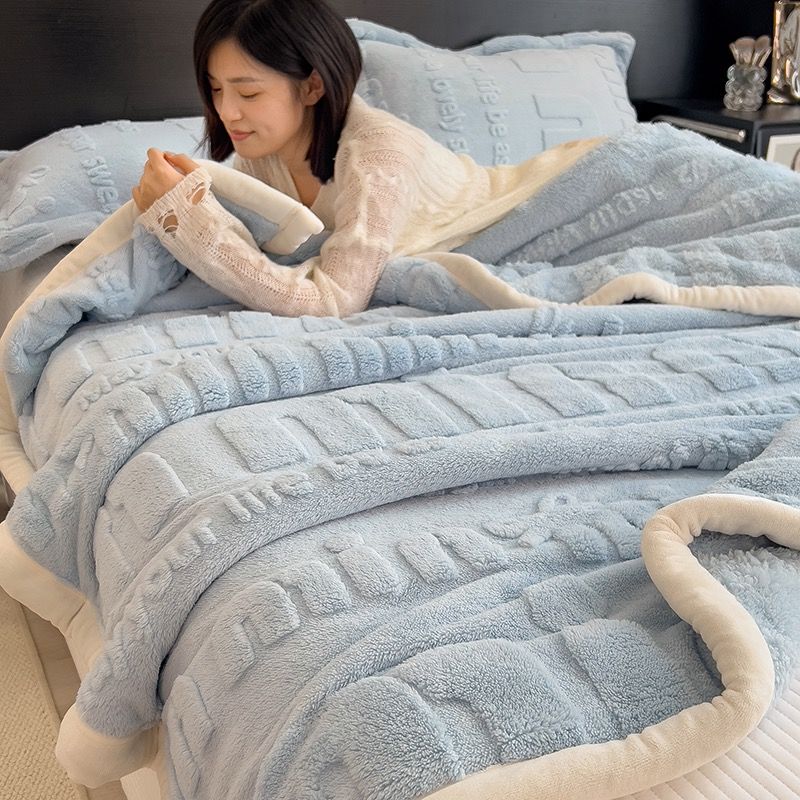 Home Text – Wool Blanket | Chăn Lông Cừu Minmin 230×200cm (1.6kg) | Baby Blue