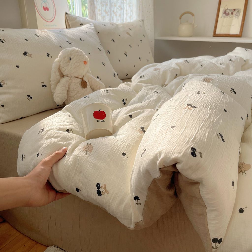 4Pcs Cotton Muslin Triple Layer | Set Cotton Linen 3 Lớp Bed Set | ID 4PCSGACCT05