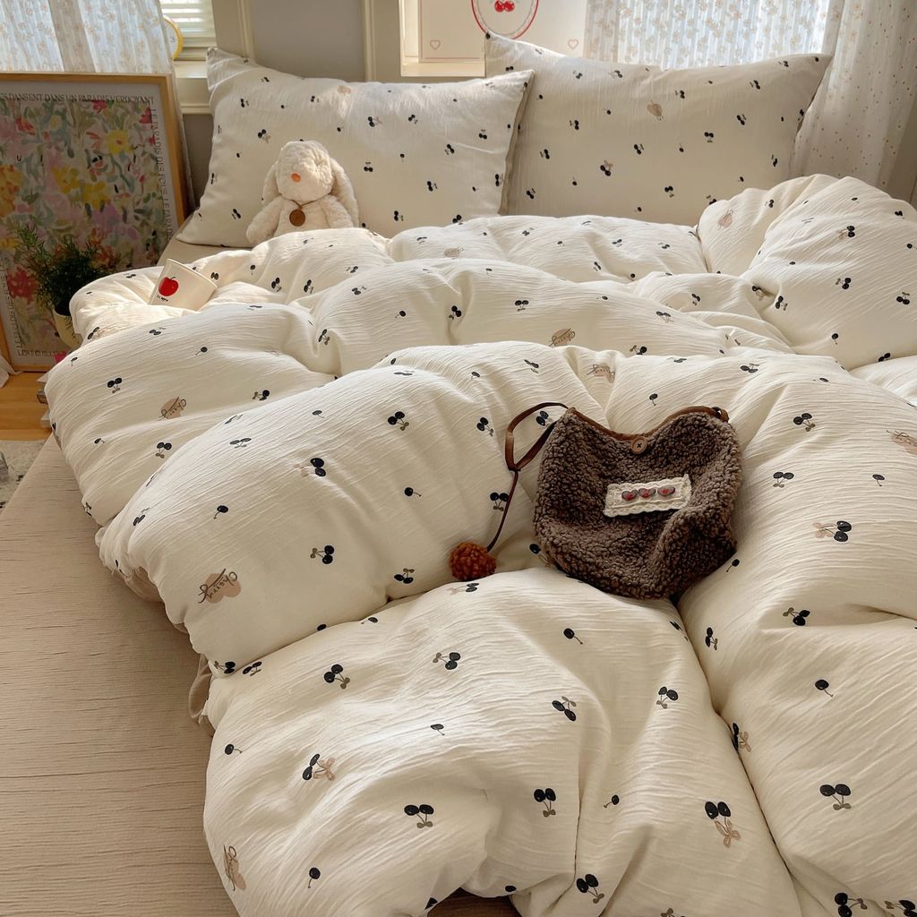 4Pcs Cotton Muslin Triple Layer | Set Cotton Linen 3 Lớp Bed Set | ID 4PCSGACCT05