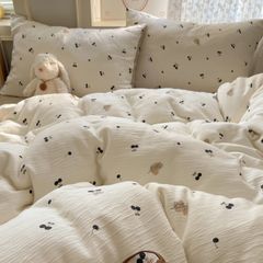 4Pcs Cotton Muslin Triple Layer | Set Cotton Linen 3 Lớp Bed Set | ID 4PCSGACCT05