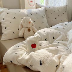 4Pcs Cotton Muslin Triple Layer | Set Cotton Linen 3 Lớp Bed Set | ID 4PCSGACCT05