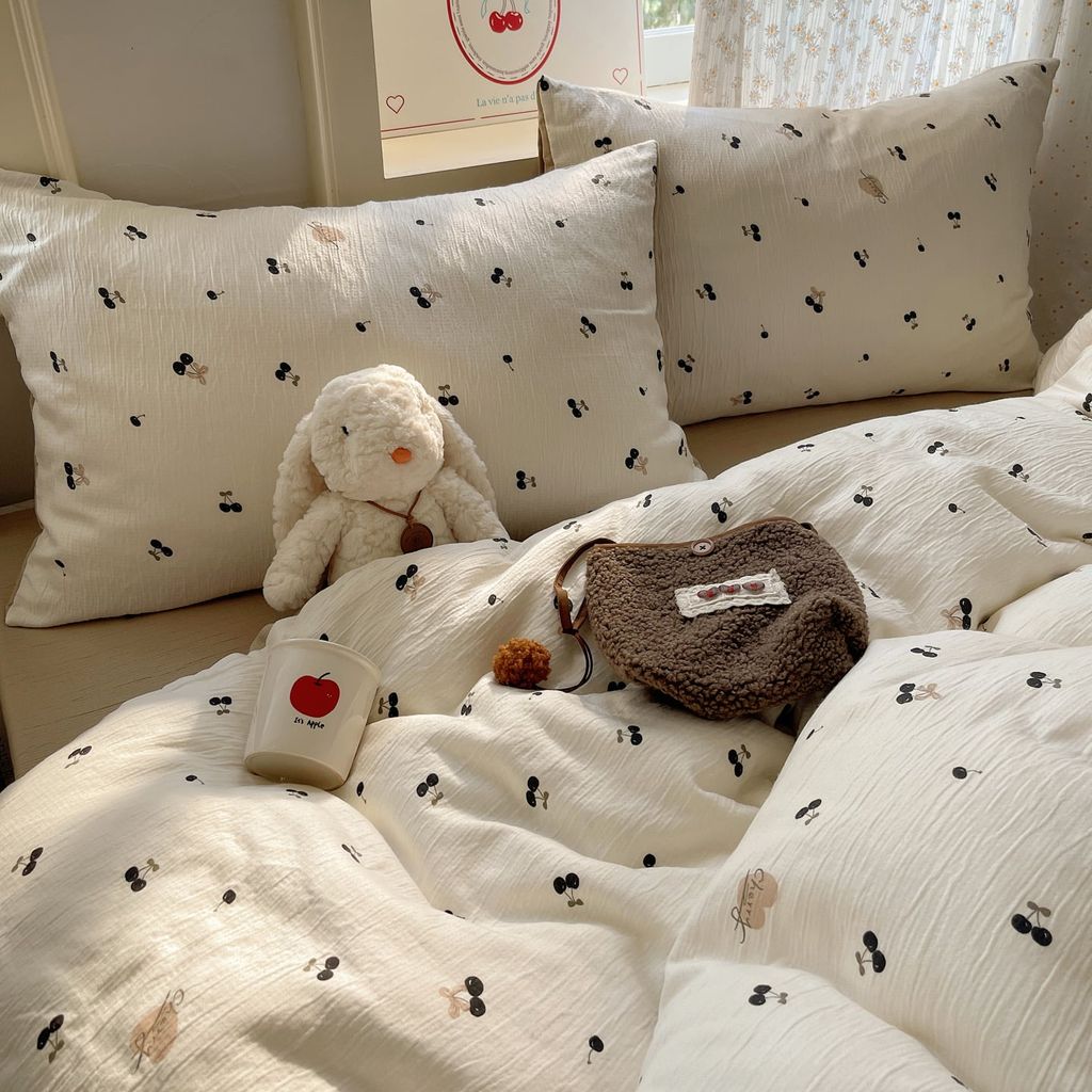 4Pcs Cotton Muslin Triple Layer | Set Cotton Linen 3 Lớp Bed Set | ID 4PCSGACCT05