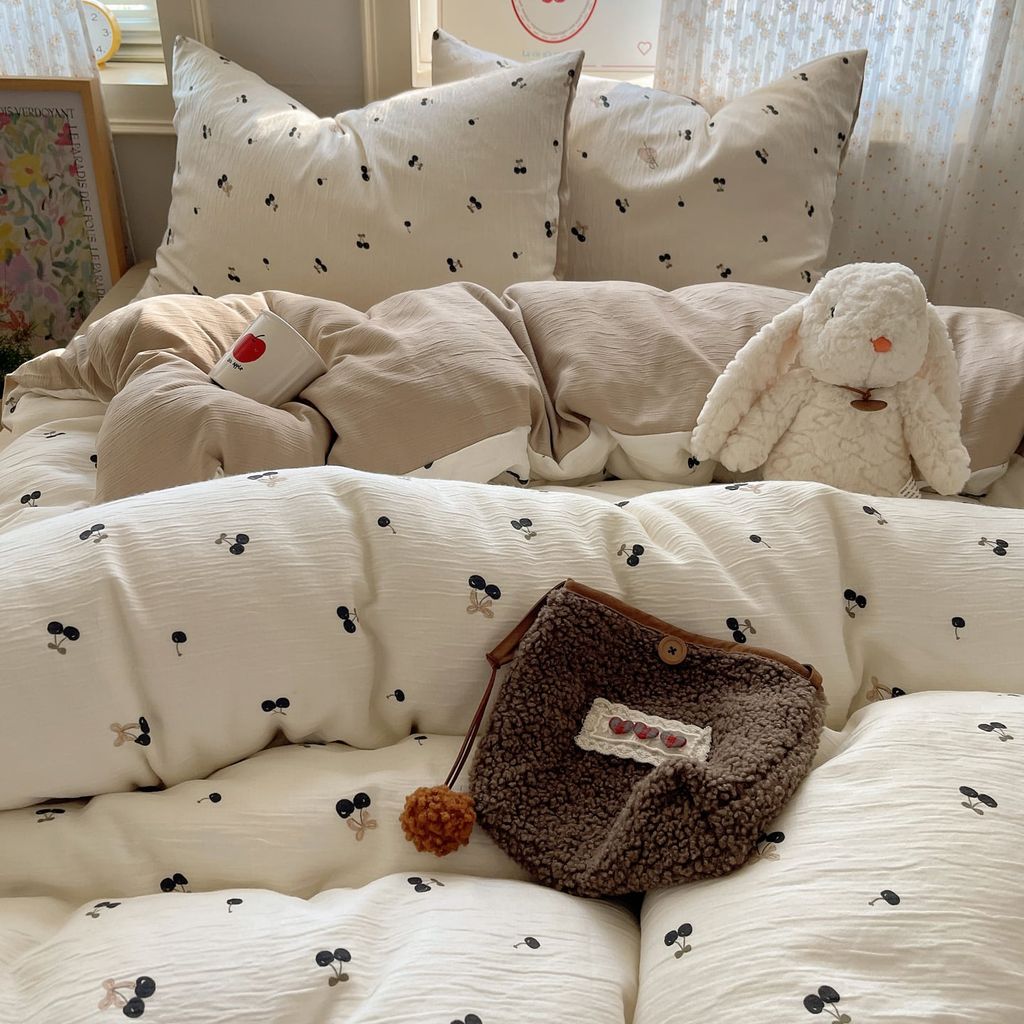 4Pcs Cotton Muslin Triple Layer | Set Cotton Linen 3 Lớp Bed Set | ID 4PCSGACCT05