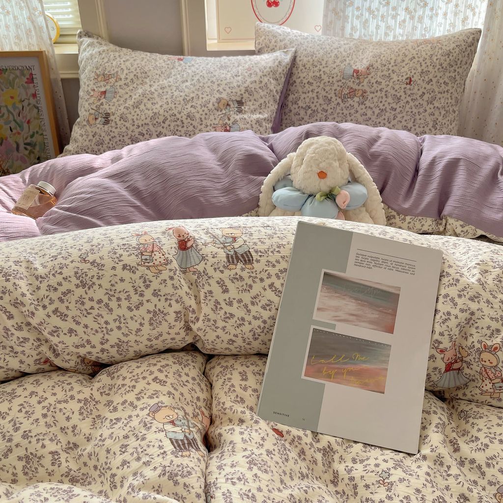 4Pcs Cotton Muslin Triple Layer | Set Cotton Linen 3 Lớp Bed Set | ID 4PCSGACCT03