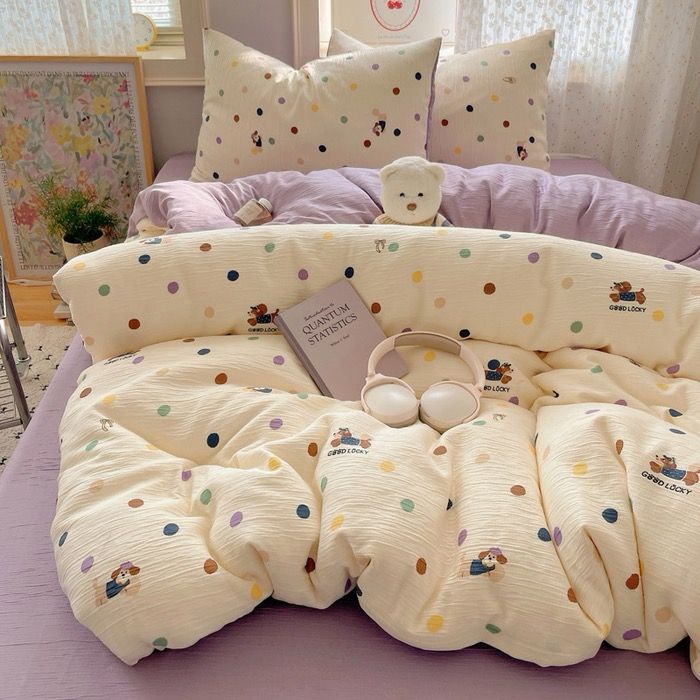 4Pcs Cotton Muslin Triple Layer | Set Cotton Linen 3 Lớp Bed Set | ID 4PCSGACCT20