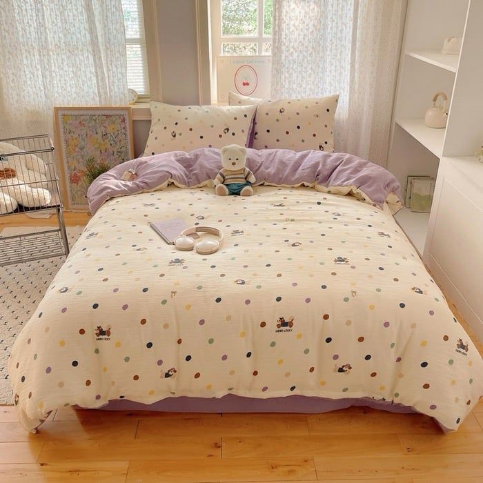 4Pcs Cotton Muslin Triple Layer | Set Cotton Linen 3 Lớp Bed Set | ID 4PCSGACCT20