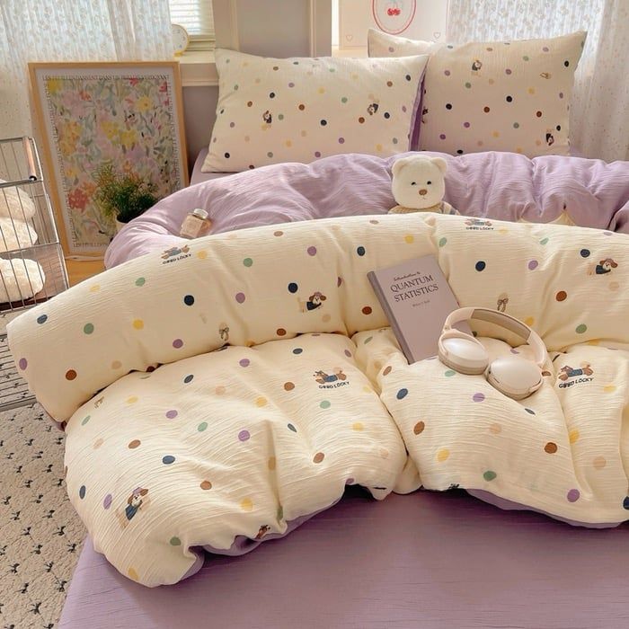 4Pcs Cotton Muslin Triple Layer | Set Cotton Linen 3 Lớp Bed Set | ID 4PCSGACCT20