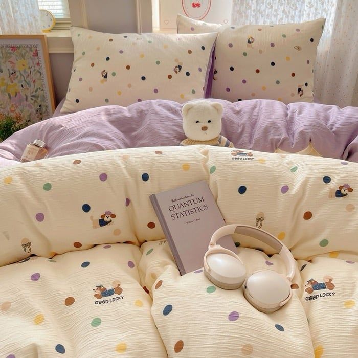 4Pcs Cotton Muslin Triple Layer | Set Cotton Linen 3 Lớp Bed Set | ID 4PCSGACCT20