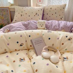 4Pcs Cotton Muslin Triple Layer | Set Cotton Linen 3 Lớp Bed Set | ID 4PCSGACCT20