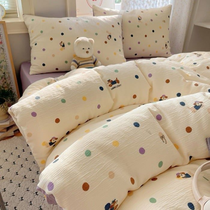 4Pcs Cotton Muslin Triple Layer | Set Cotton Linen 3 Lớp Bed Set | ID 4PCSGACCT20