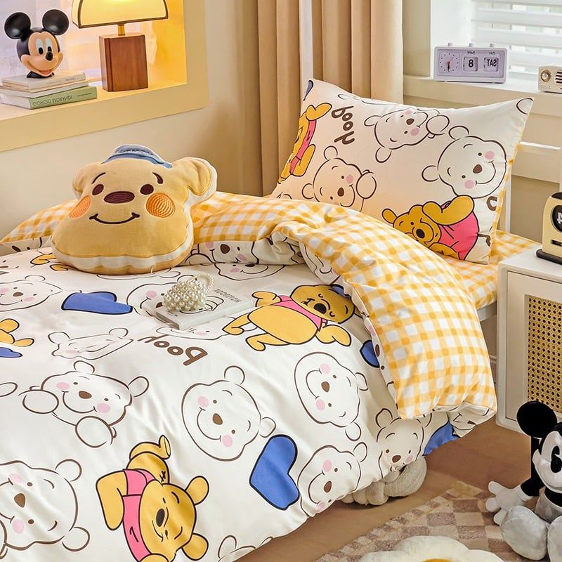 4Pcs Cotton Disney Beddingset Case Pooh Sleepy