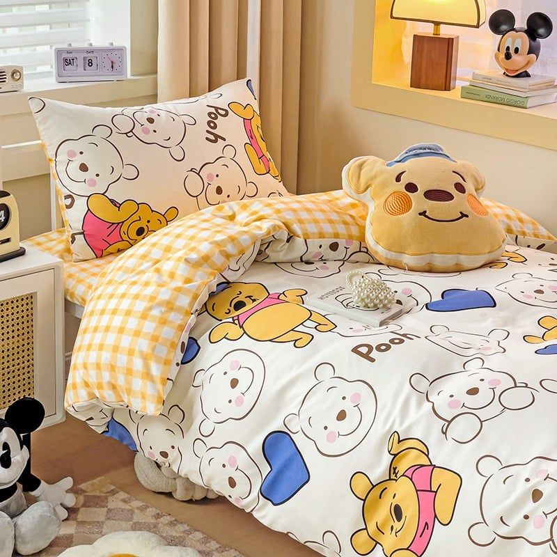 4Pcs Cotton Disney Beddingset Case Pooh Sleepy