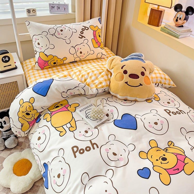 4Pcs Cotton Disney Beddingset Case Pooh Sleepy