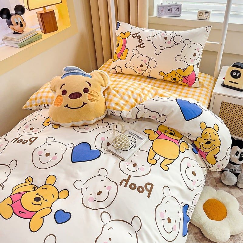 4Pcs Cotton Disney Beddingset Case Pooh Sleepy
