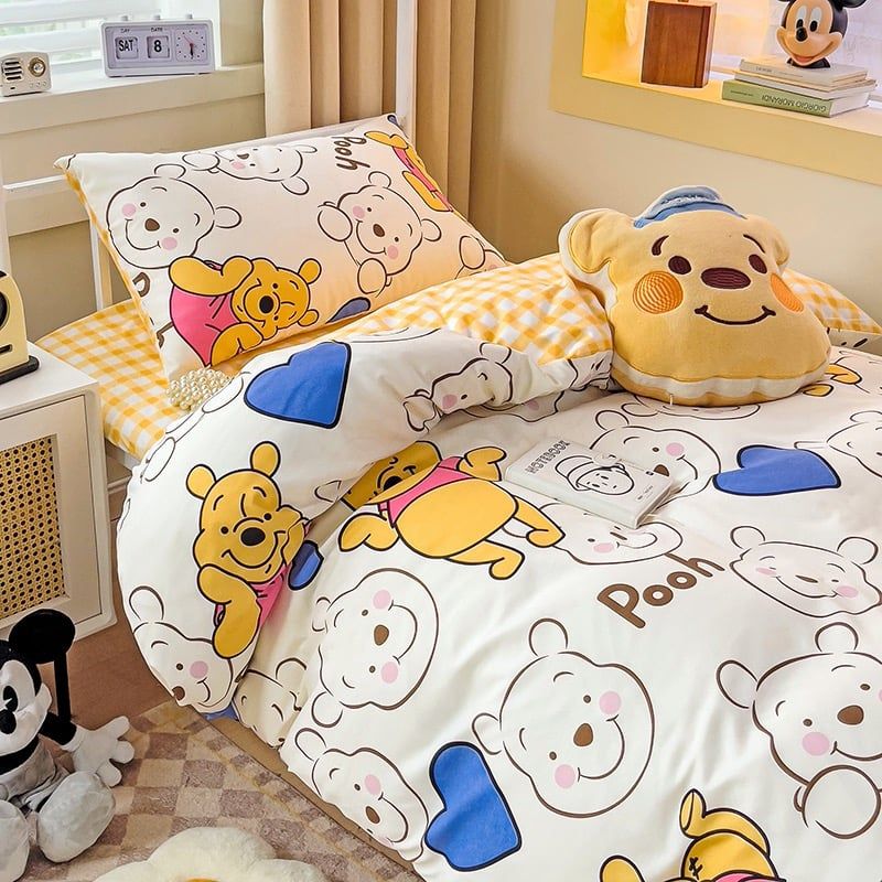 4Pcs Cotton Disney Beddingset Case Pooh Sleepy