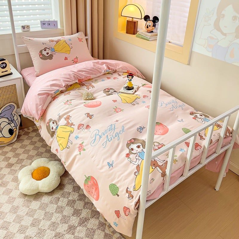 4Pcs Cotton Disney Beddingset Case Snow White Disney Princess