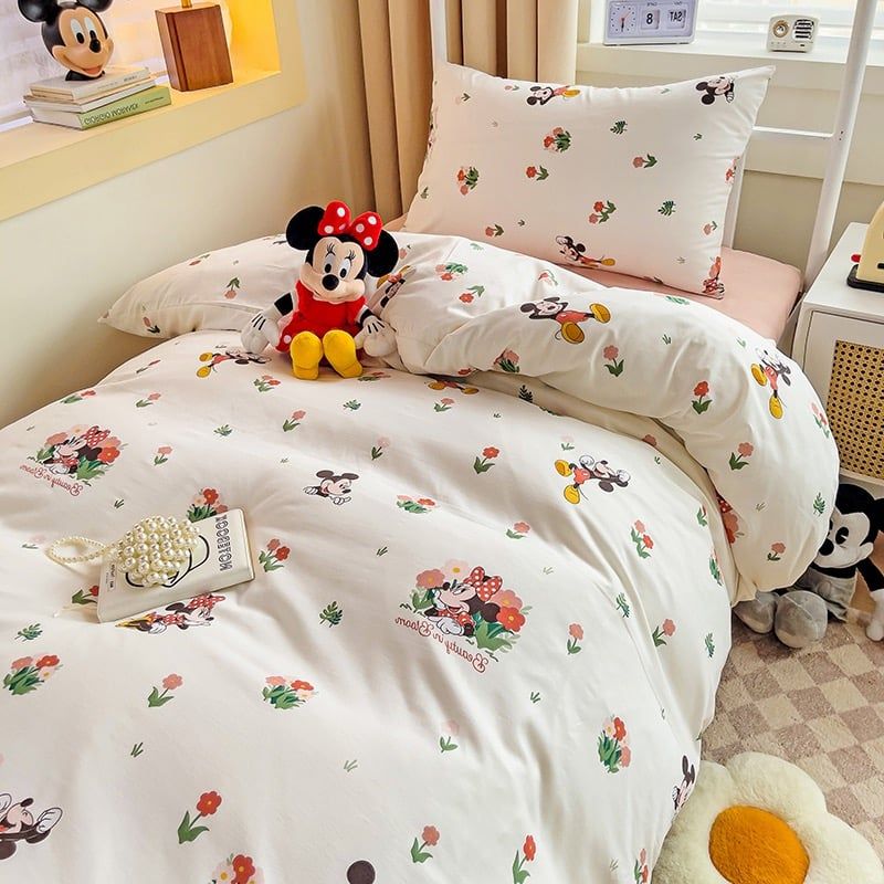 4Pcs Cotton Disney Beddingset Case Mickey Beaty And Bloom