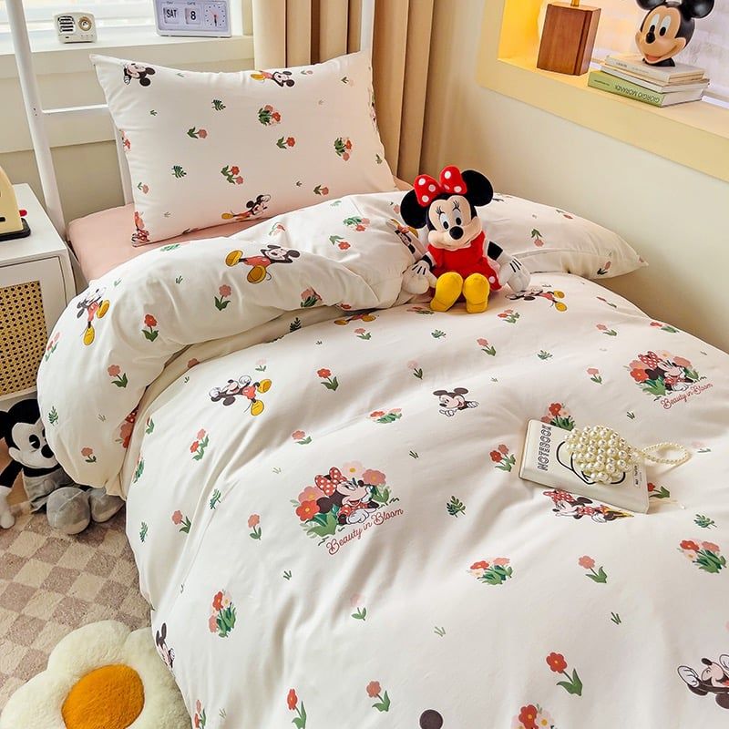 4Pcs Cotton Disney Beddingset Case Mickey Beaty And Bloom