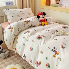 4Pcs Cotton Disney Beddingset Case Mickey Beaty And Bloom