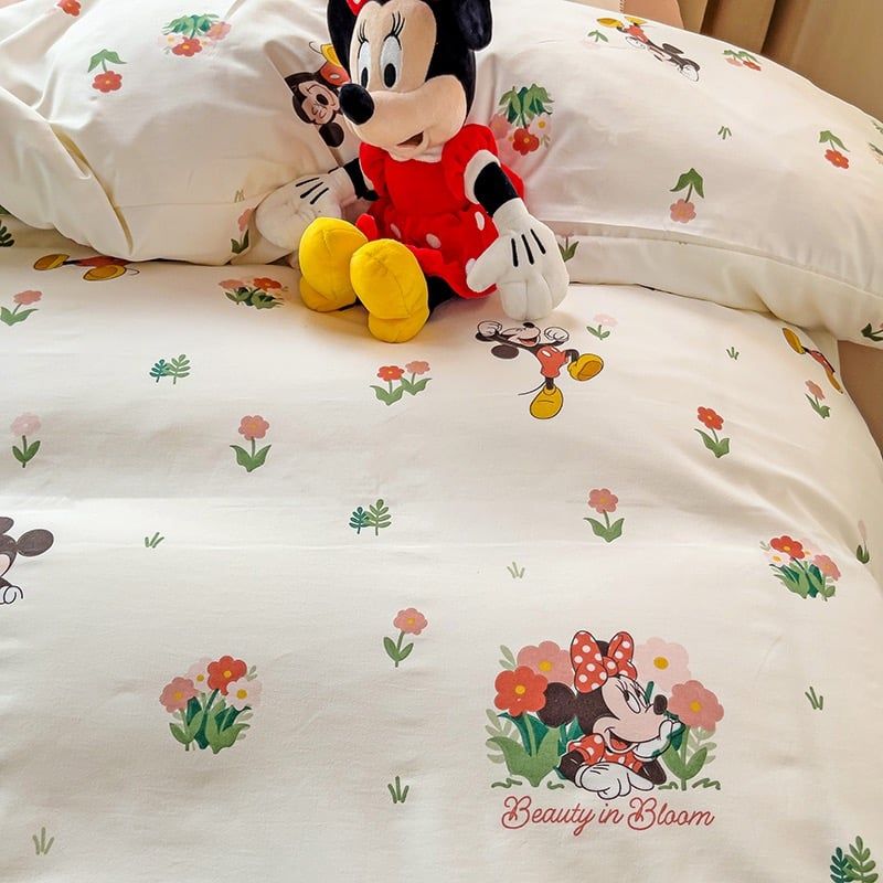 4Pcs Cotton Disney Beddingset Case Mickey Beaty And Bloom