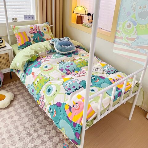 4Pcs Cotton Disney Beddingset Case Mike Wazowski And Sulley