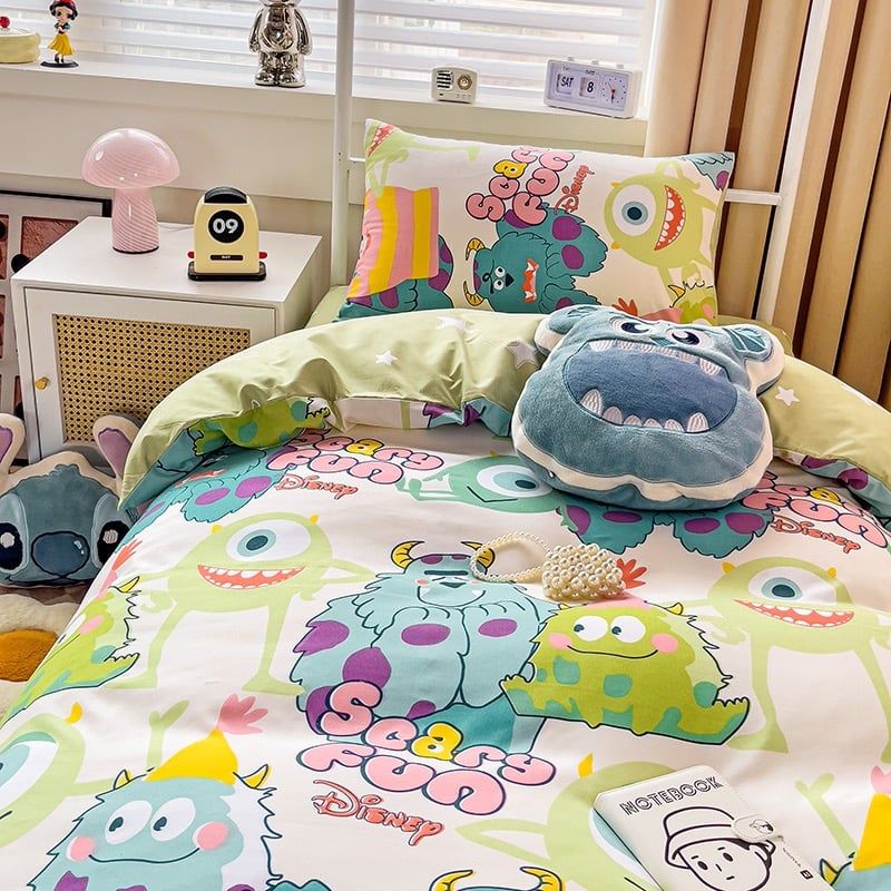 4Pcs Cotton Disney Beddingset Case Mike Wazowski And Sulley