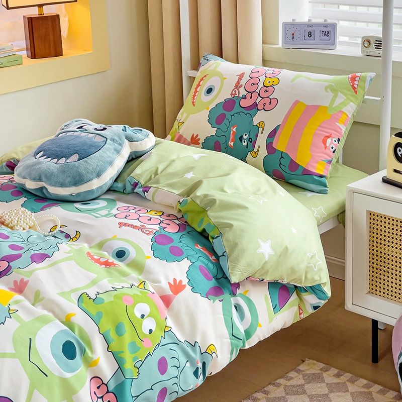 4Pcs Cotton Disney Beddingset Case Mike Wazowski And Sulley