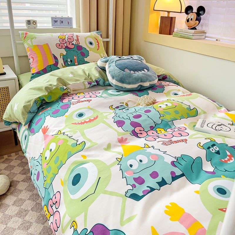 4Pcs Cotton Disney Beddingset Case Mike Wazowski And Sulley
