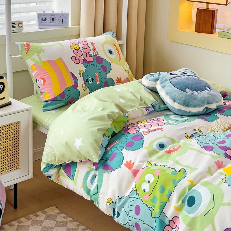 4Pcs Cotton Disney Beddingset Case Mike Wazowski And Sulley