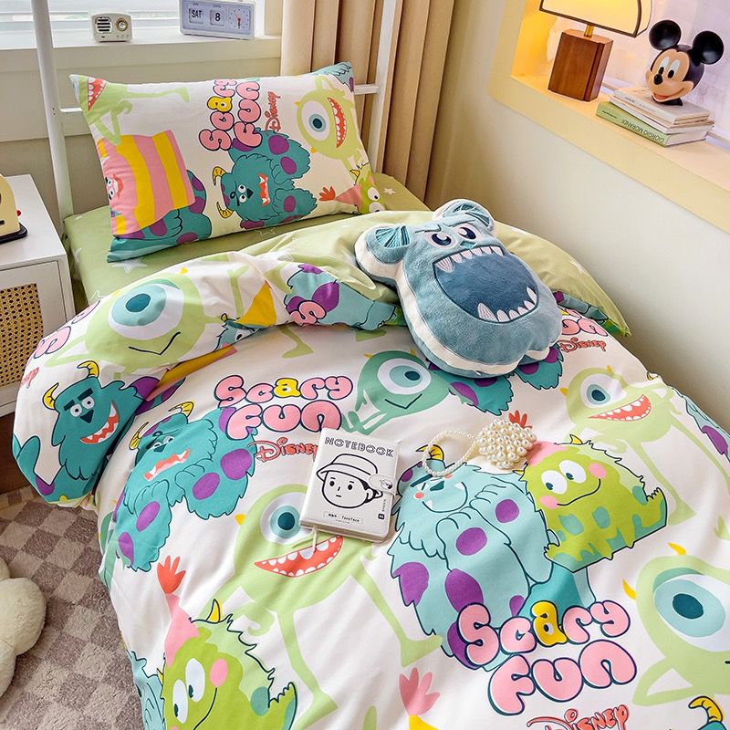 4Pcs Cotton Disney Beddingset Case Mike Wazowski And Sulley