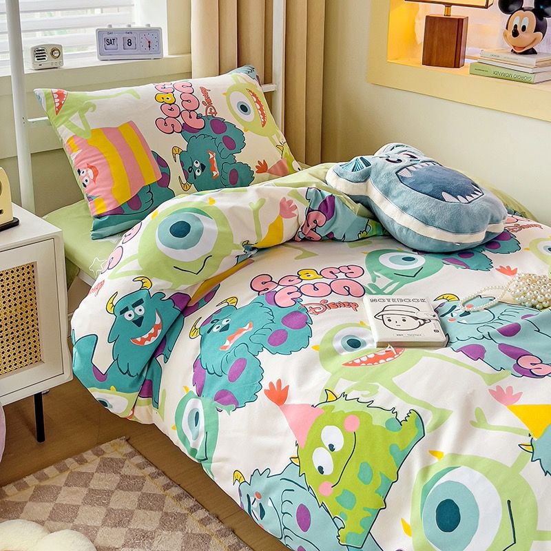 4Pcs Cotton Disney Beddingset Case Mike Wazowski And Sulley