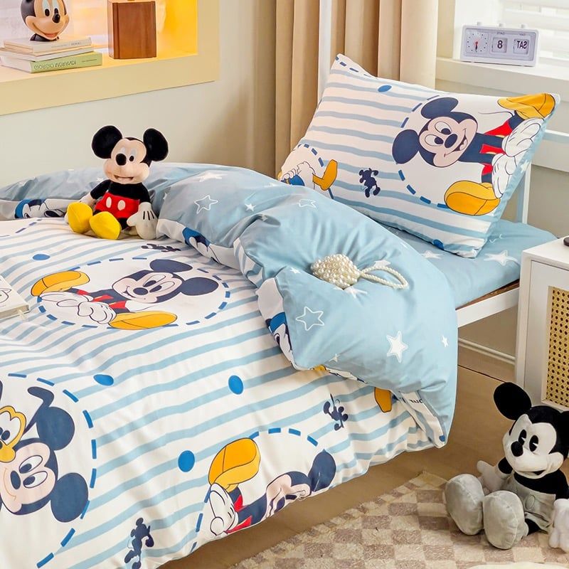 4Pcs Cotton Disney Beddingset Case Mickey And BunDog