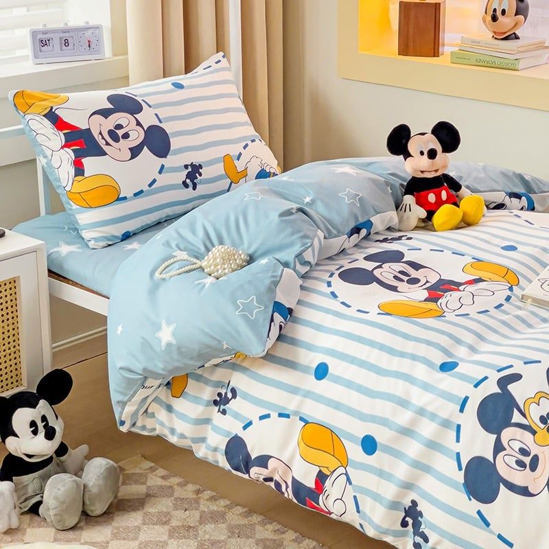4Pcs Cotton Disney Beddingset Case Mickey And BunDog