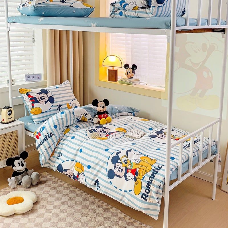 4Pcs Cotton Disney Beddingset Case Mickey And BunDog