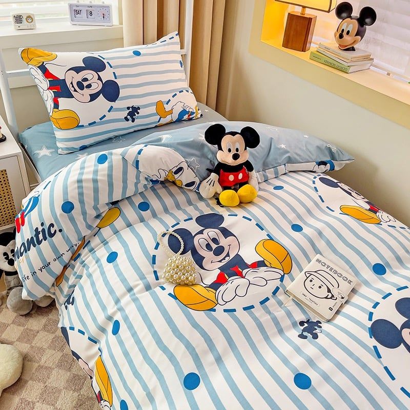 4Pcs Cotton Disney Beddingset Case Mickey And BunDog